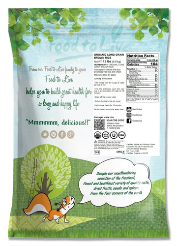 Food To Live Organic Long Grain Brown Rice, 15 Pounds - Non-Gmo, Whole Grain, Raw, Non-Irradiated, Kosher, Vegan, Bulk. Chewy Te