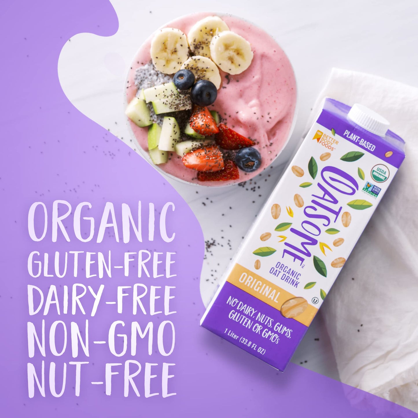 Oatsome Organic Oat Milk, 1-Liter Carton, Regular, 33.8 Fl Oz (Pack of 1)