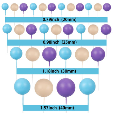 Gyufise 30Pcs Balls Cake Toppers Ball Cake Picks Ball Shaped Cupcake Toppers Foam Balls Cake Topper Insert Mini Balloons Cake De