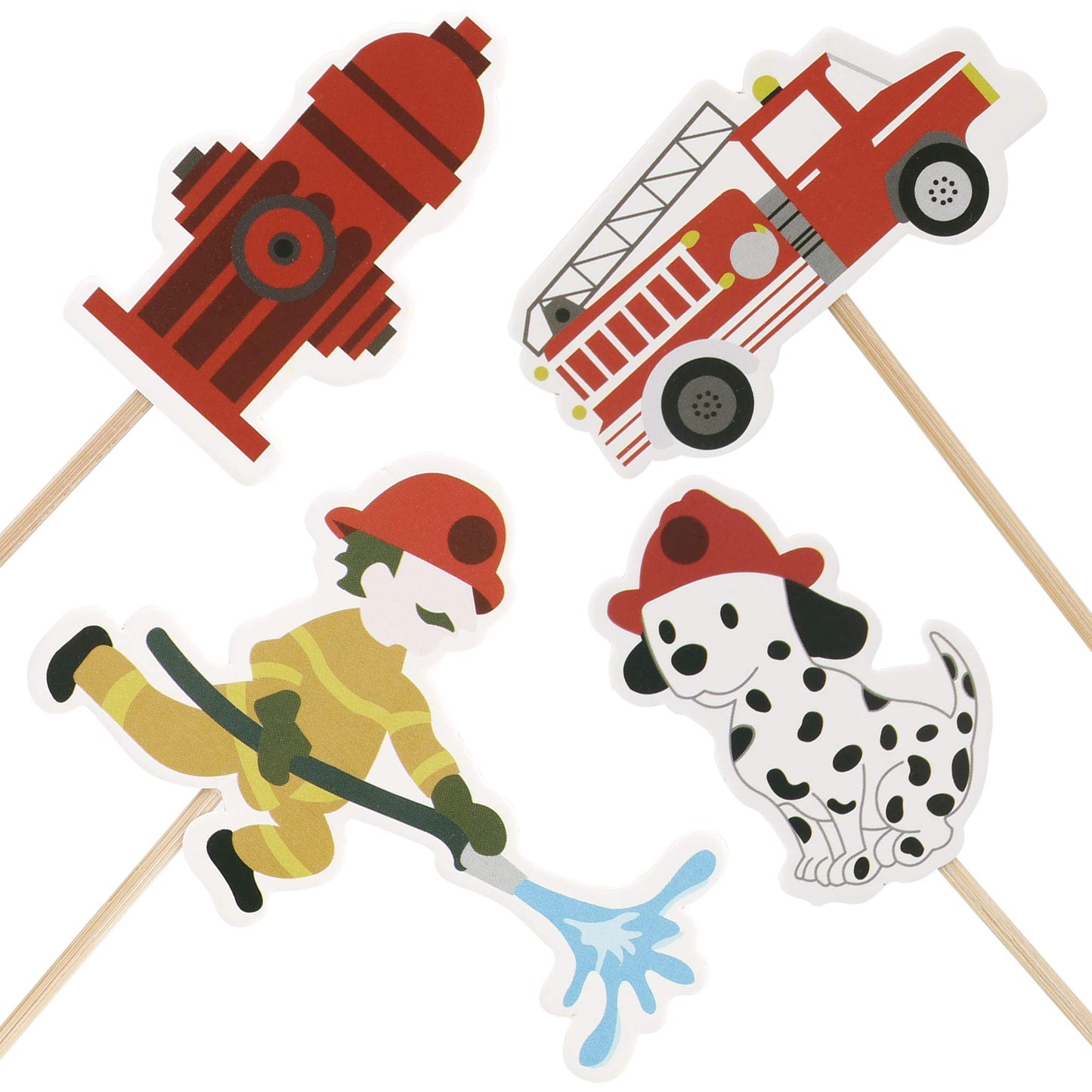 Ercadio 24 Pack Fireman Cupcake Toppers Fire Department Cake Topper Picks Baby Shower Birthday Party Decoration Supplies