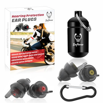 Softvox Motorcycle Ear Plugs 2 Pairs, Wind Noise Reduction & Premium Hearing Protection, 100X Reusable Earplugs For Motor, Motor