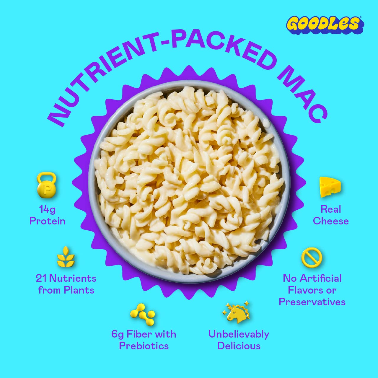 Goodles Twist My Parm Asiago And Parmesan With Spirals - Nutrient Packed With Real Cheese Fiber Protein Prebiotics Plants & Vege