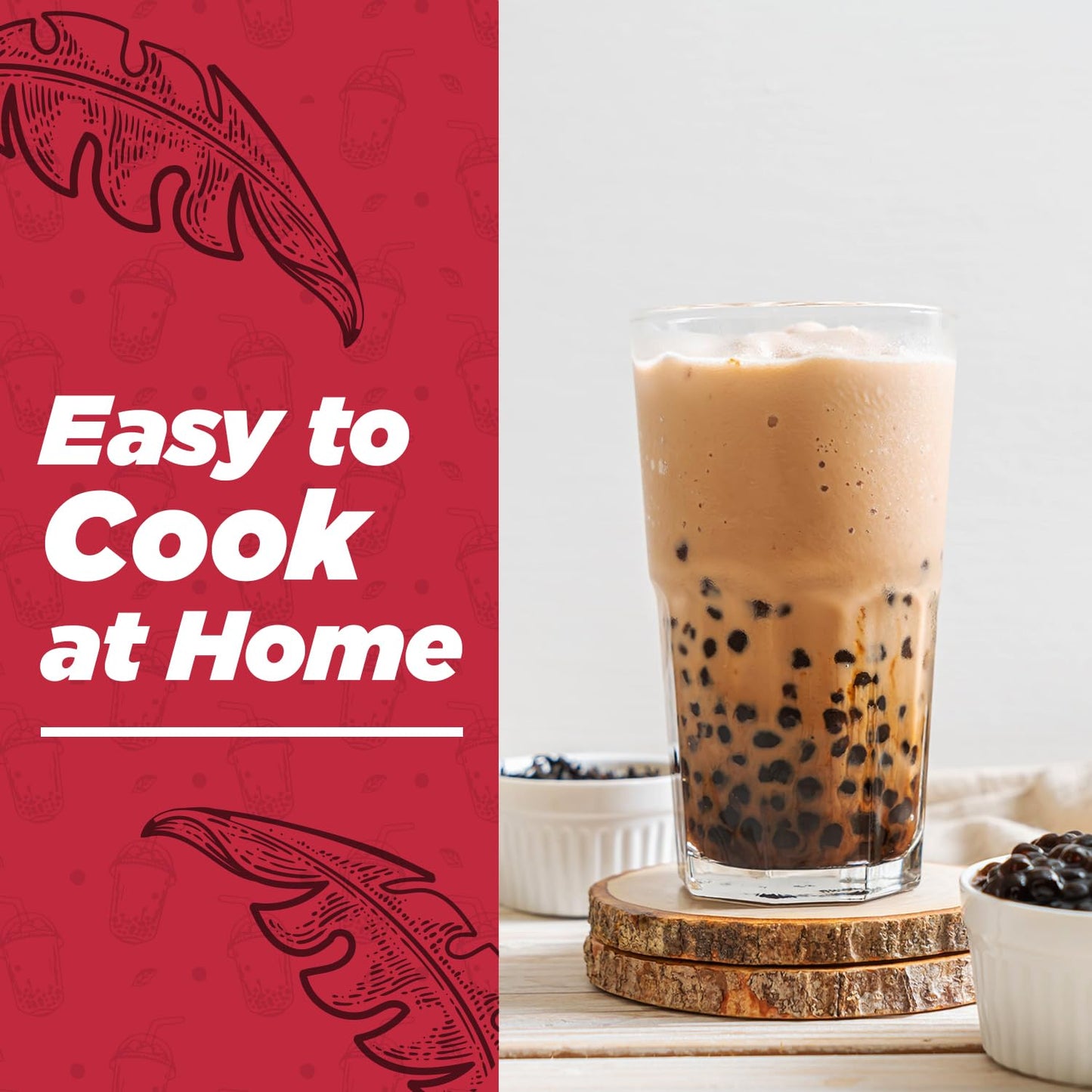 Fresh Finest Brown Sugar Boba Pearls For Boba Tea - 12 Servings Instant Tapioca Pearls Ready In 5 Minutes, 10 Oz Packs (2 Packs)