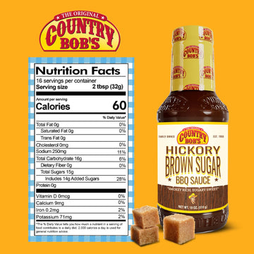 Country Bobs Barbecue Sauce - Original Hickory & Brown Sugar, Gluten Free, 18oz, Pack of 1