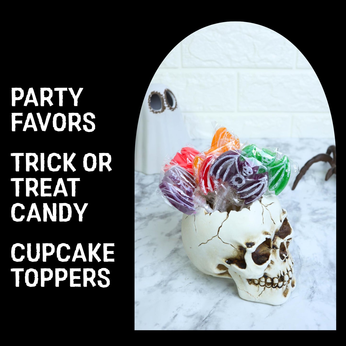 Sweetzo Bat Halloween Tattoo Lollipops - Individually Wrapped Suckers, 24 Count, Medium Size, Perfect for Trick or Treat Goodie Bags