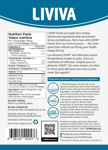 Liviva Organic Shirataki Oat Fiber Penne, 400 GR