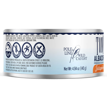 Tonnino Tuna Fish Albacore - Premium Chunk In Water With Jalapeo & Carrots - Pack Of 12 - Alternative To Salmon - Protein Snacks