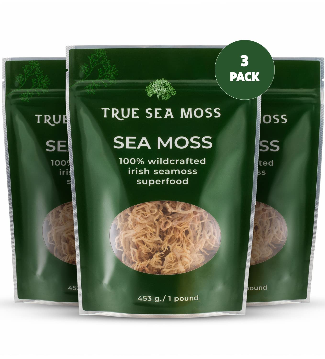 Sea Moss Raw By Trueseamoss (3 Pounds) - Wild Crafted Seamoss Raw - 100% Irish Sea Moss - Dried Sea Moss Advanced Drink - Clean