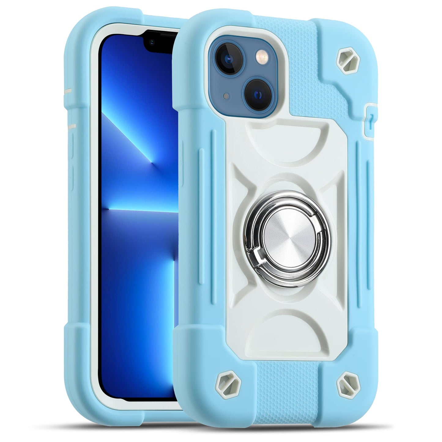 Markill Compatible With Iphone 14 Caseiphone 13 Case 61 Inch With Built-In 360Arotating Ring Stand, Military Grade Drop Protecti