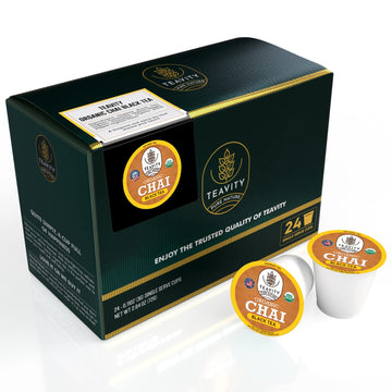 Organic Chai Black Tea Pods For Keurig Naturally Caffeinated By Teavity (24 Tea Pods)