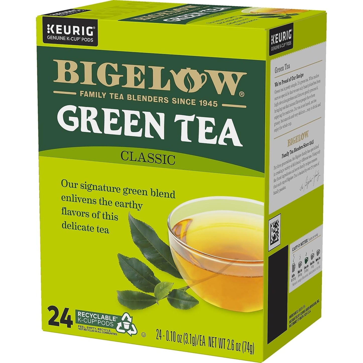 Bigelow Green Tea K-Cup Pods, 24 Count - Single-Serve Keurig-Compatible Tea for Fresh, Delicious Flavor