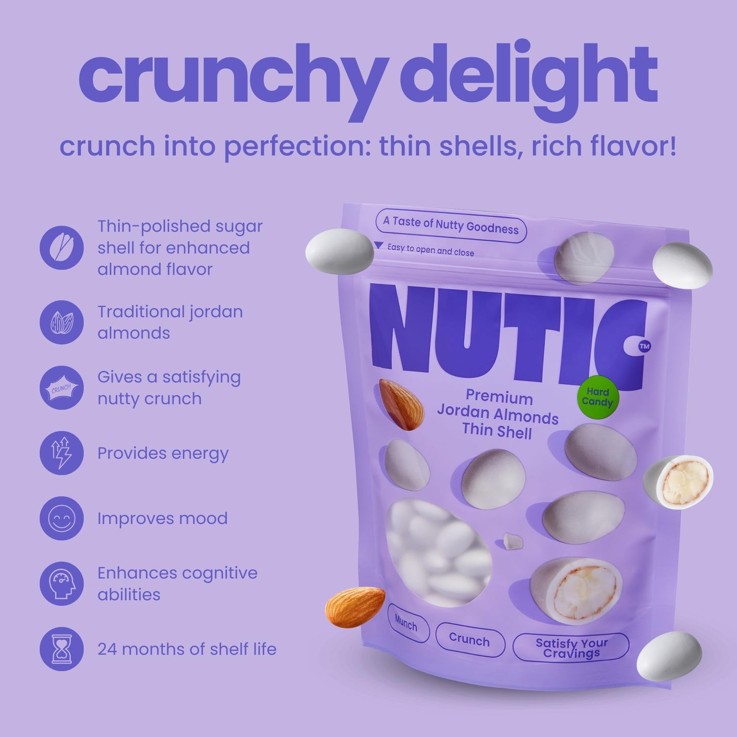 Nutic White Jordan Almonds - 5Lb, Premium Thin Shell, Elegant Italian Confetti Candy For Weddings, Holidays, And Birthdays, Fres