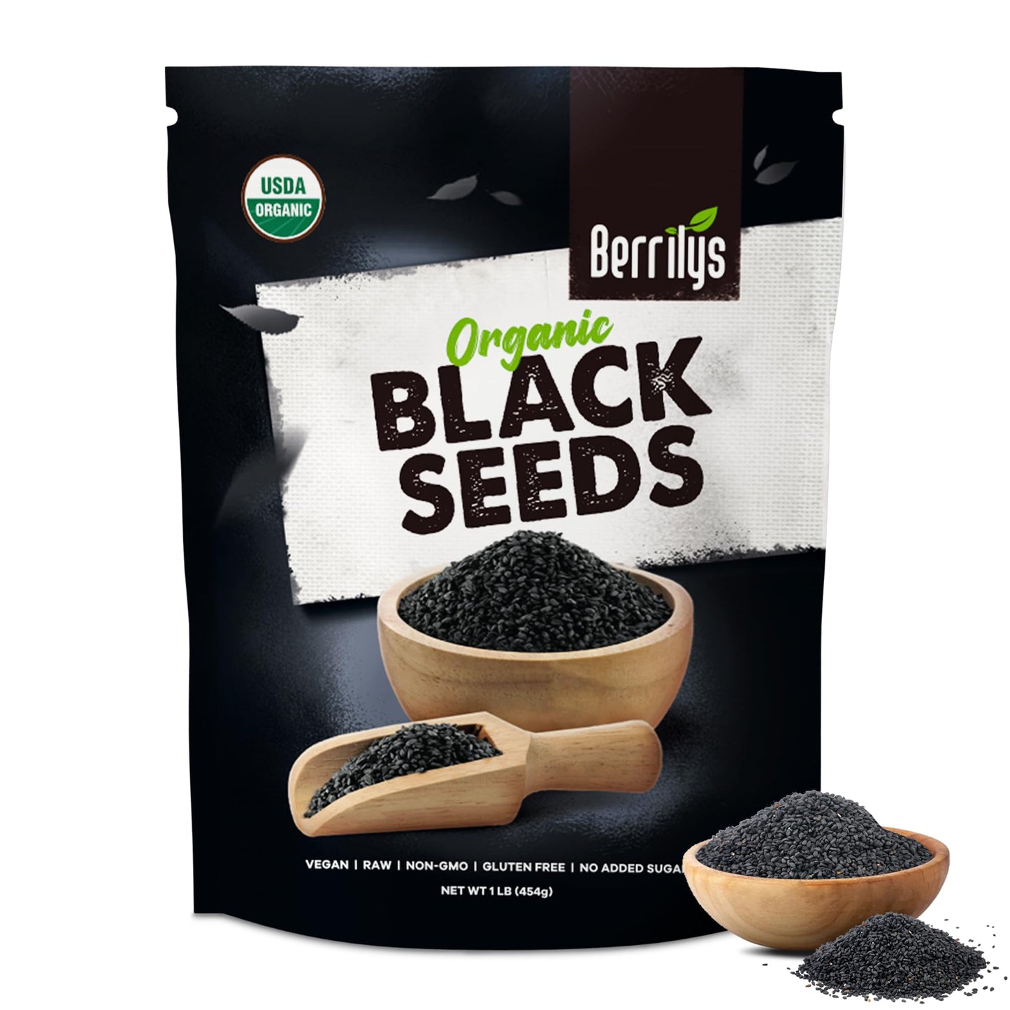 Berrilys Black Cumin Seeds - Usda Organic Nigella Sativa, Kalonji, Great For Use As Herbs, Seasoning, Baking, Cooking - Versatil