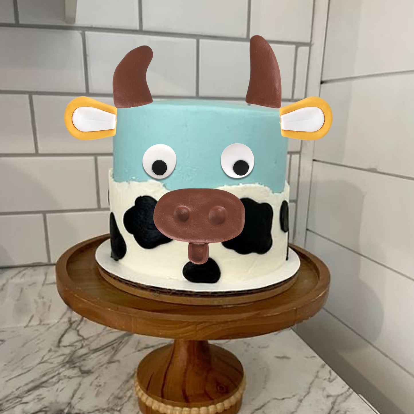 Rssta i Cute Cow Cake Topper Set - Clay Birthday Party Decorations for Kids - Design 13