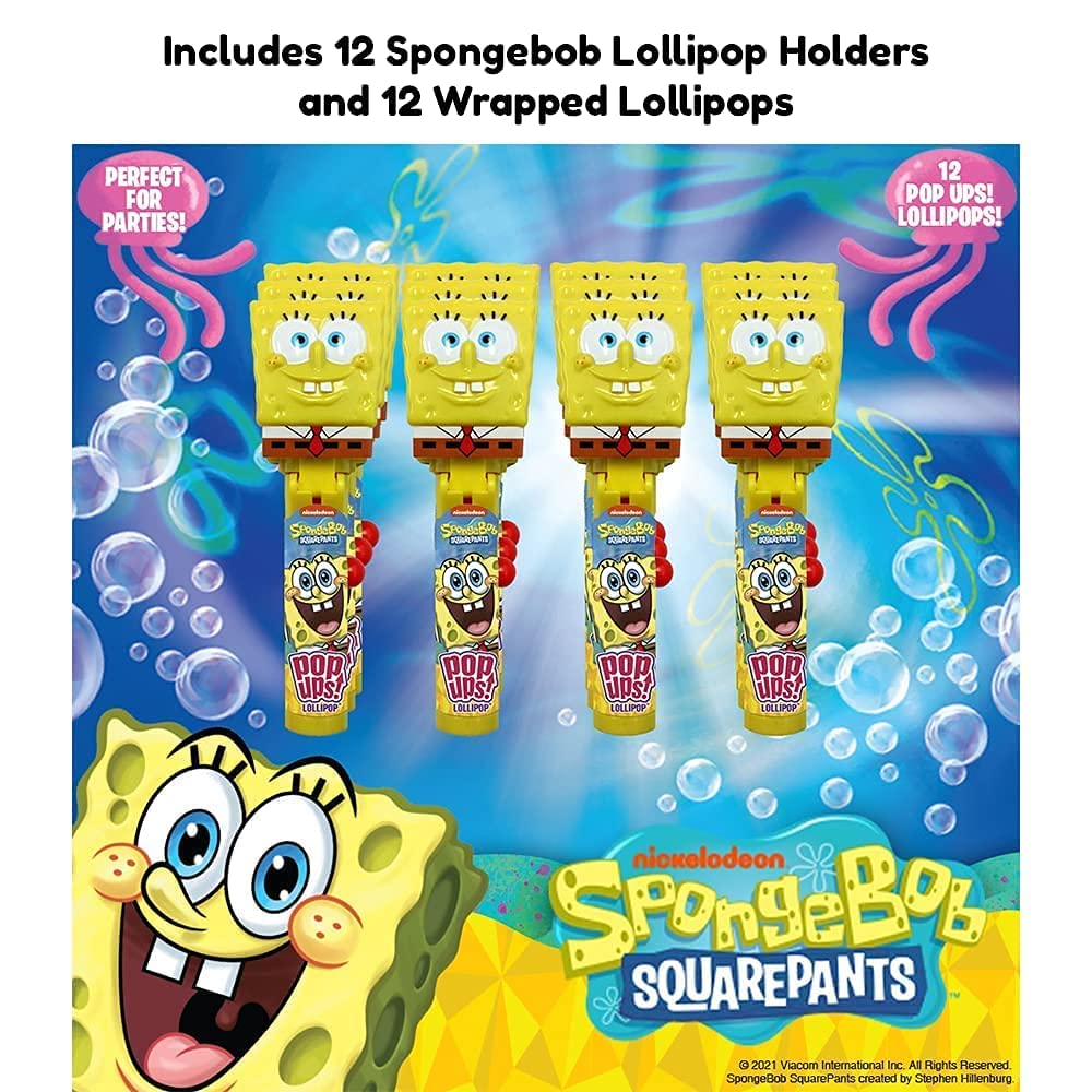 Pop Ups! Spongebob Squarepants Lollipop Holder | Collectable Spongebob Toy Lollipop Case | Party Favors For Halloween, Goodie Ba