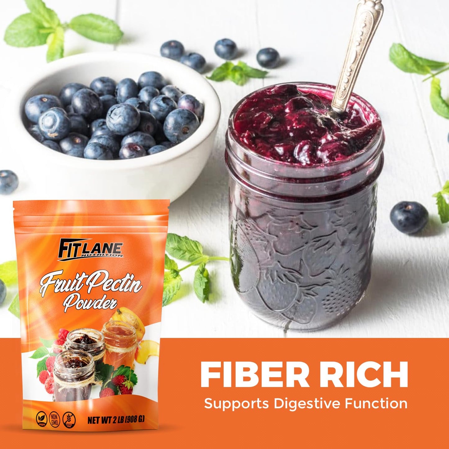 Fruit Pectin Powder 2 Lbs - For Canning Jams And Jellies - Natural, Vegan And Non-Gmo. Premium Bulk Powder. Great For Apple Pie