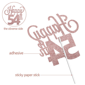 Lingteer Happy 54Th Birthday Cake Topper - Cheers To 54Th Birthday 54 Years Old Birthday Party Cake Decorations Sign.