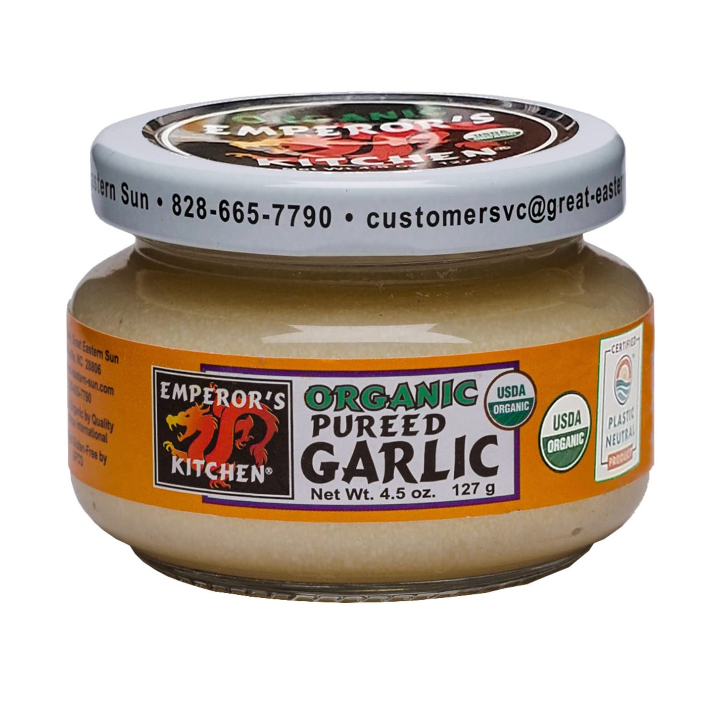 Emperors Kitchen Organic Pureed Garlic, USDA Certified Organic, Ready to Use, Convenient for Cooking, 4.5 oz jar (pack of 1)
