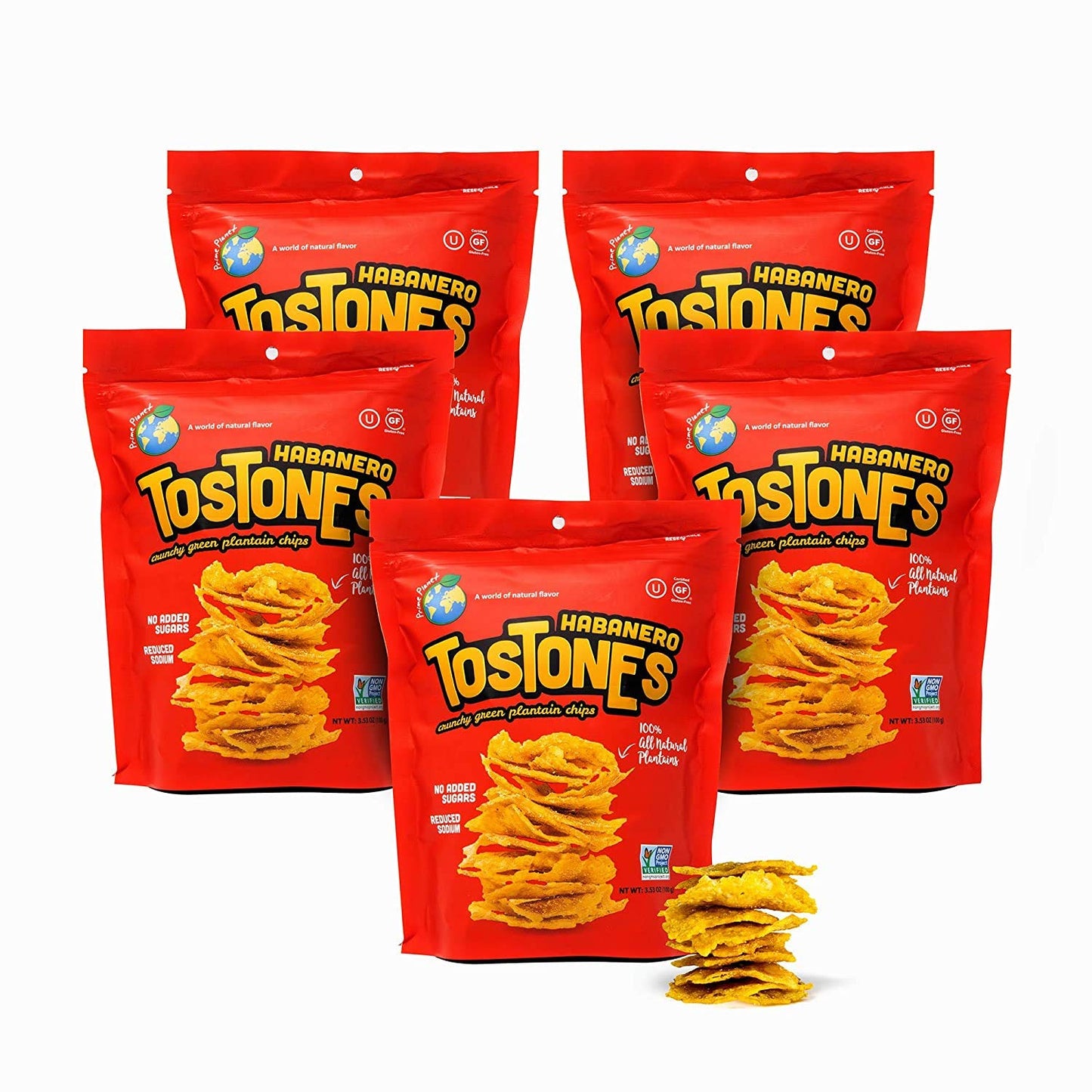 Tostones Green Plantains Re-Sealable Bag Crunchy Chips Plantains Palm Oil And Salt 3.53 Oz Per Unit 3.53 Oz Per Unit Habanero Flavored 5 Pack