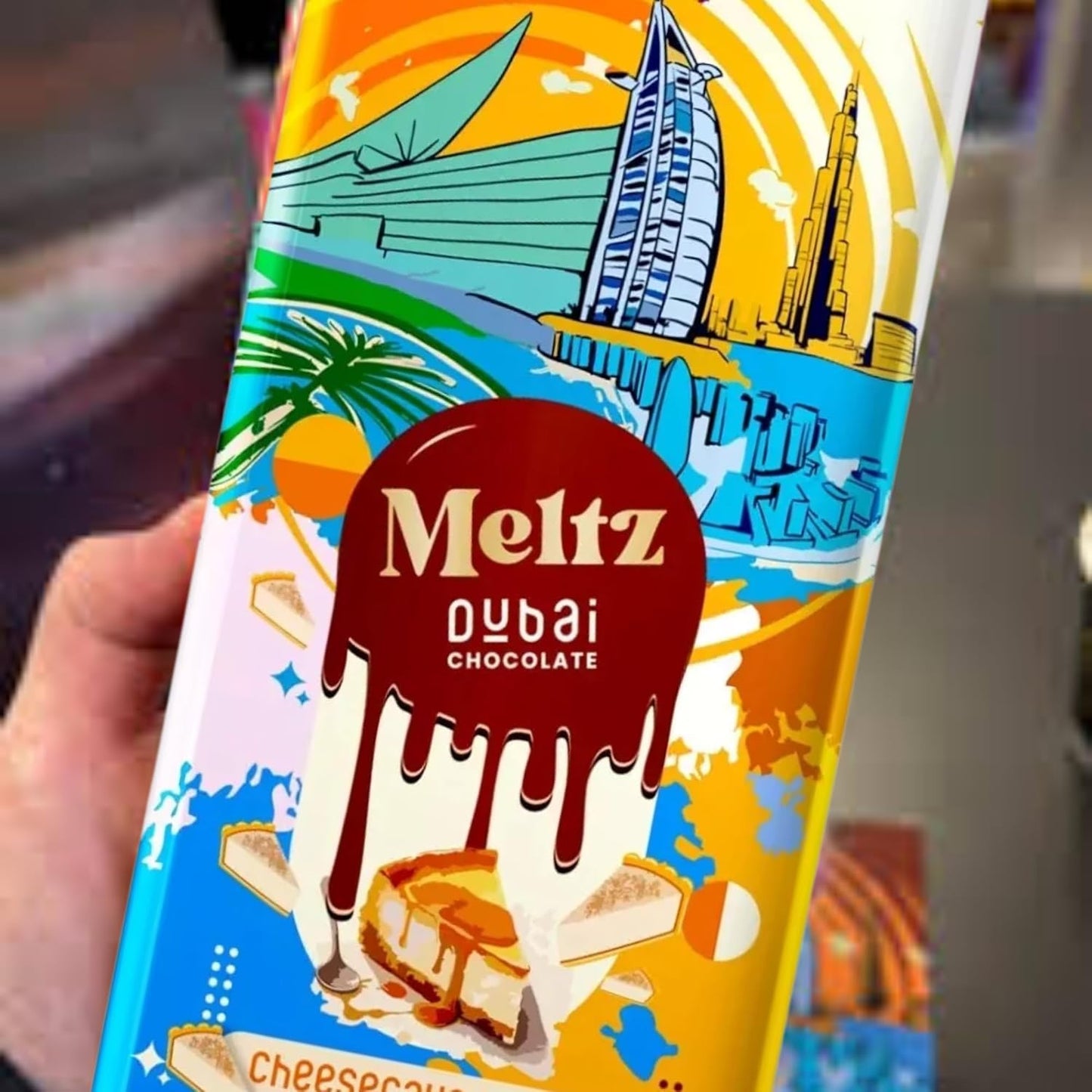 Meltz Pistachio Chocolate Cheesecake Bar 192g - Milk Chocolate, Crispy Kataifi, Individually Wrapped, elegant Dubai Treat