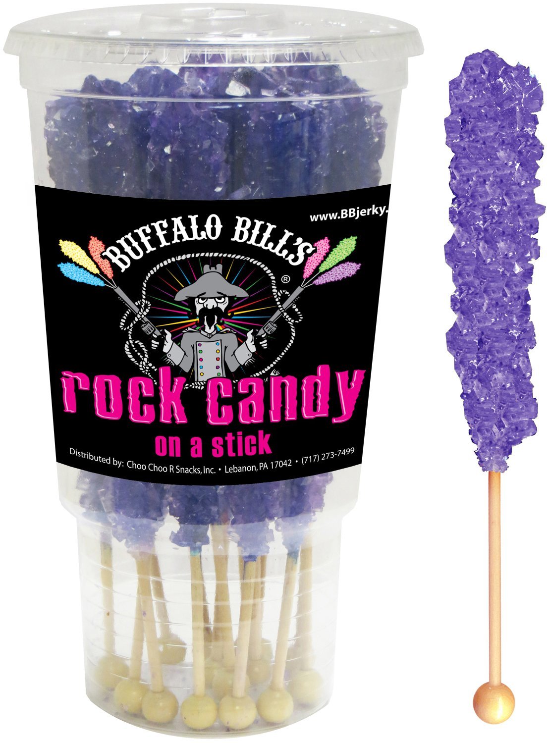 Buffalo Bills Grape (Purple) Rock Candy On A Stick (12-Ct Cup Purple Rock Candy Crystal Sticks)