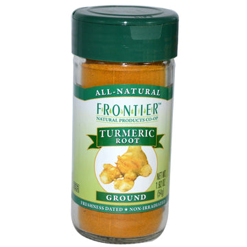 Frontier Co-op Ground Turmeric Root, 1.92 Ounce Bottle, Kosher, Non-GMO, Distinct Pungent Aroma, Ginger & Pepper-Like Flavor