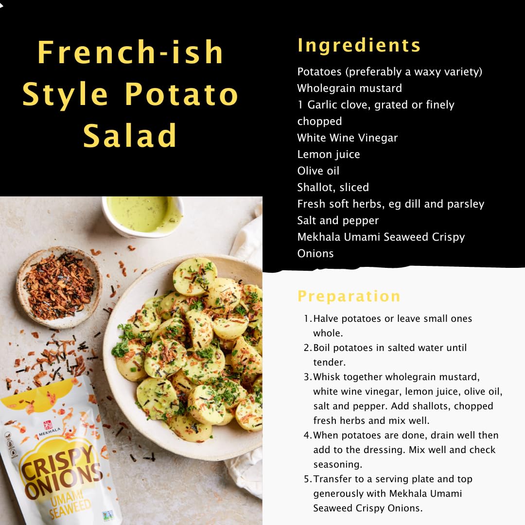 Mekhala Umami Seaweed Crispy Onions - Salad Toppings Crunchy Fried Onions For All-Purpose Seasoning Like Keto, Ramen Toppings, A