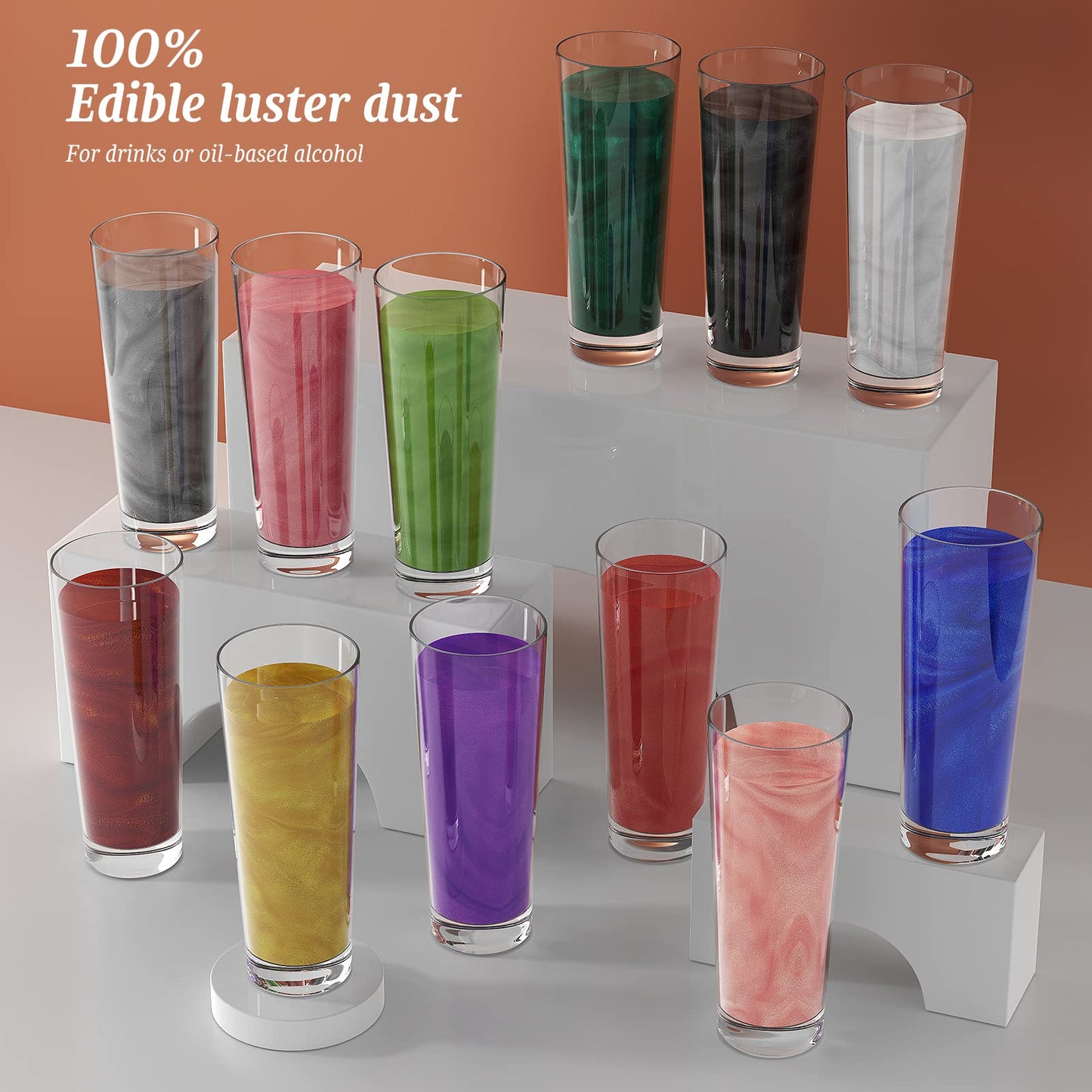 Shanlinly White Edible Luster Dust - 8 Grams Food Grade Cake Dust Shimmer Powdered, Edible Metallic Powder Food Coloring for Cak
