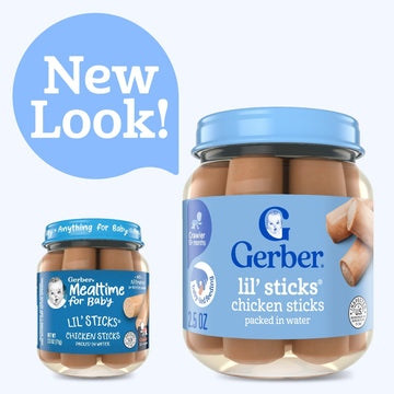 Gerber Mealtime For Baby Lil Sticks, Chicken Sticks, Packed In Water, No Nitrates Or Nitrites Added, For Crawlers 10 Months & Up