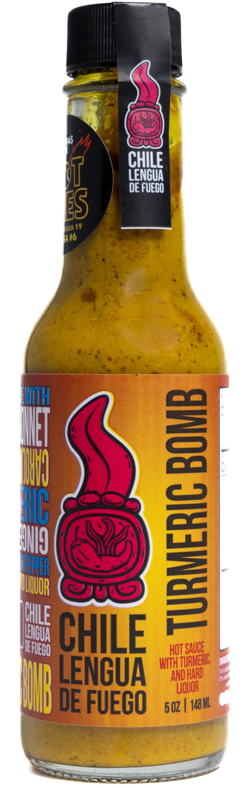 Chile Lengua de Fuego Hot Sauce | Turmeric Flavor | Pack of 1 | Orange