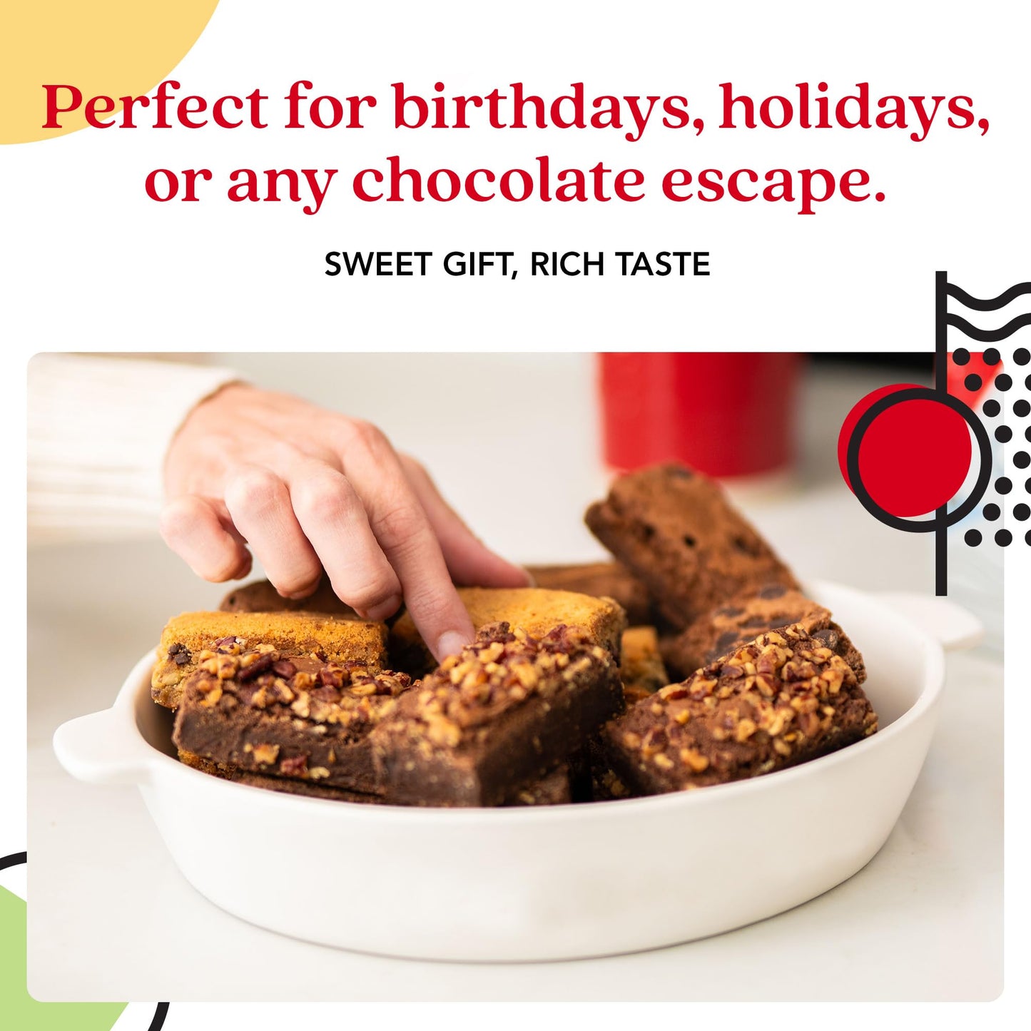 DAVIDS COOKIES Brownies Sweet Sampler Tin – 6 Rich Fudgy Slices, Individually Wrapped Gourmet for Birthdays and All Occasions