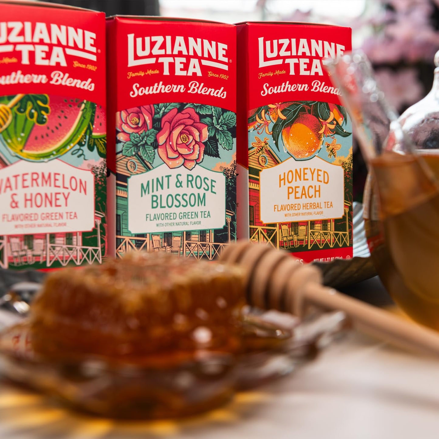 Luzianne Southern Blends Honeyed Peach Flavored Herbal Tea Bags, 18Ct (Pack Of 6)
