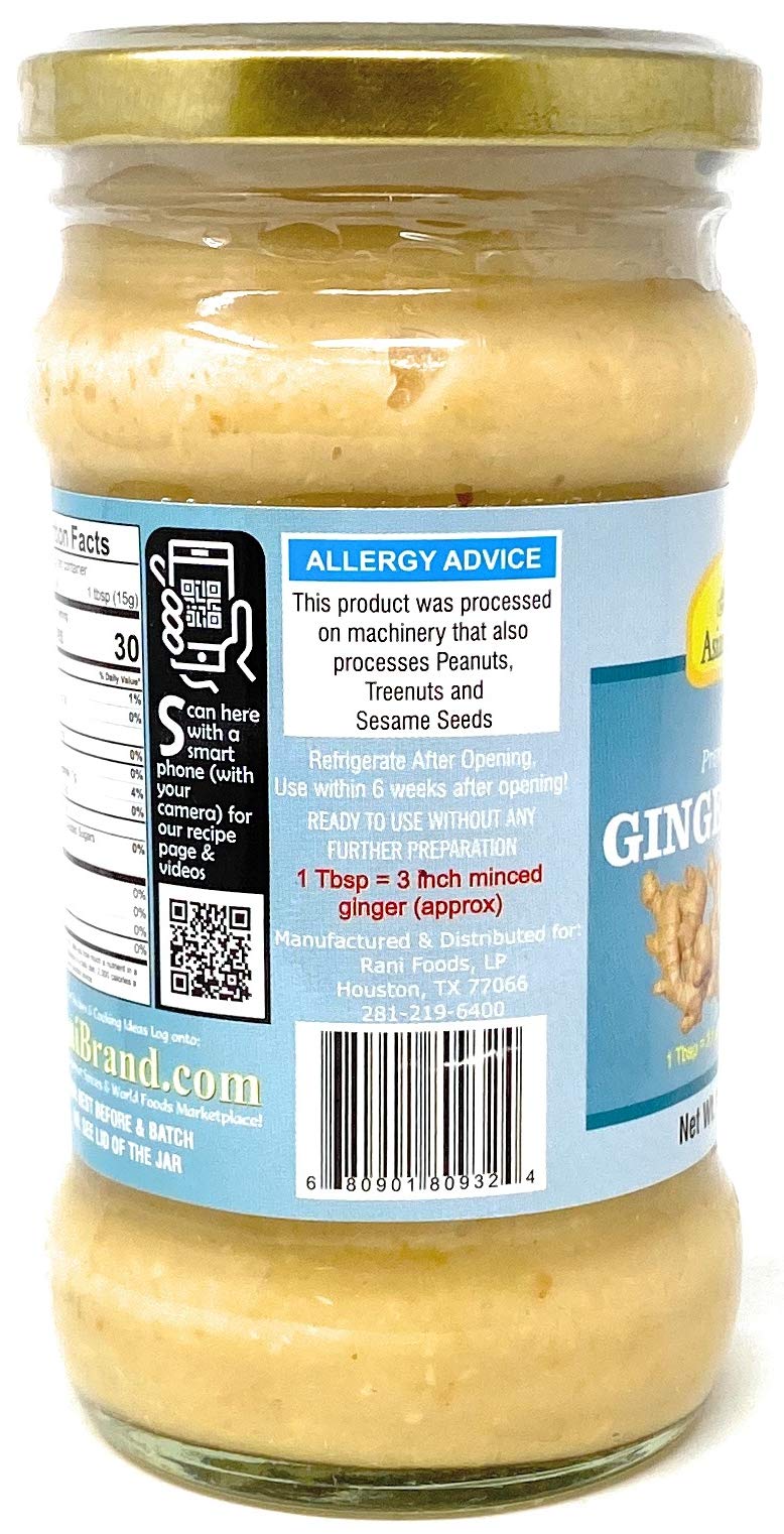 Asian Kitchen Ginger Cooking Paste 10.5Oz (300G) Glass Jar ~ Vegan | Gluten Free | Non-Gmo | No Colors | Indian Origin