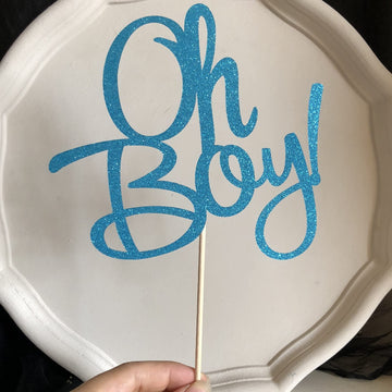 Glitter Blue Oh Boy Cake Topper, Baby Shower Cake Topper For It'A A Boy Baby Boy Baby Shower Cake Party Decoration Supplies