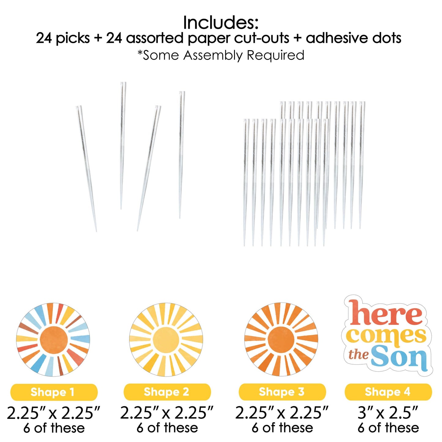 Big Dot of Happiness Cupcake Toppers, Multicolor Plastic, 3.5 inches, Set of 24 for Baby Shower
