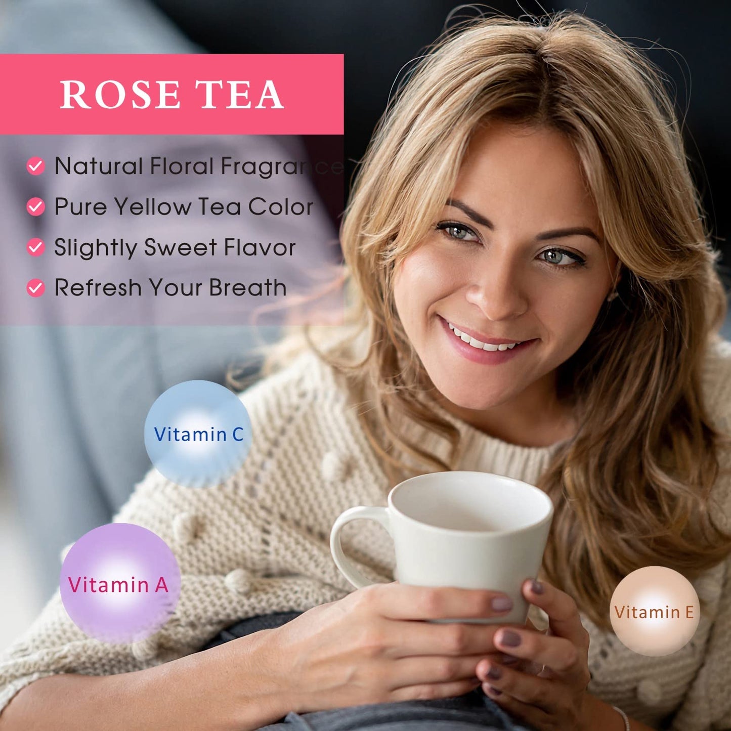 Dried Rose Buds Tea, Edible Roses Whole Flowers Loose Leaf Herbs, Premium Rose Herbal Beverages, Natural Healthy Fragrant, 2.8 O