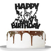 MonMon & Craft Rock Music Happy Birthday Cake Topper/Rock'n'Roll Theme/Musical Entertainment Birthday Party Decorations - Black