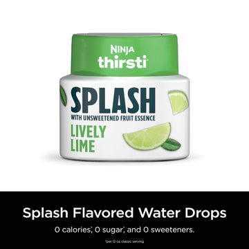 Ninja Thirsti Flavored Water Drops, Splash With Unsweetened Fruit Essence, Lively Lime, 3 Pack, Zero Calories,Zero Sugar, Zero S