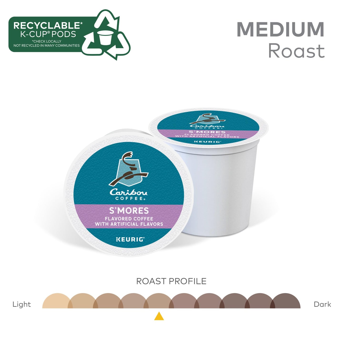 Caribou Smores Cabin Coffee, Single Serve Keurig K-Cup Pods, Medium Roast Coffee, 60 Count (6 Packs Of 10)