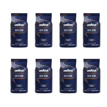 Lavazza medium roast Coffee Espresso Super Crema, Whole Beans, Pack of 8, 8 x 1000g