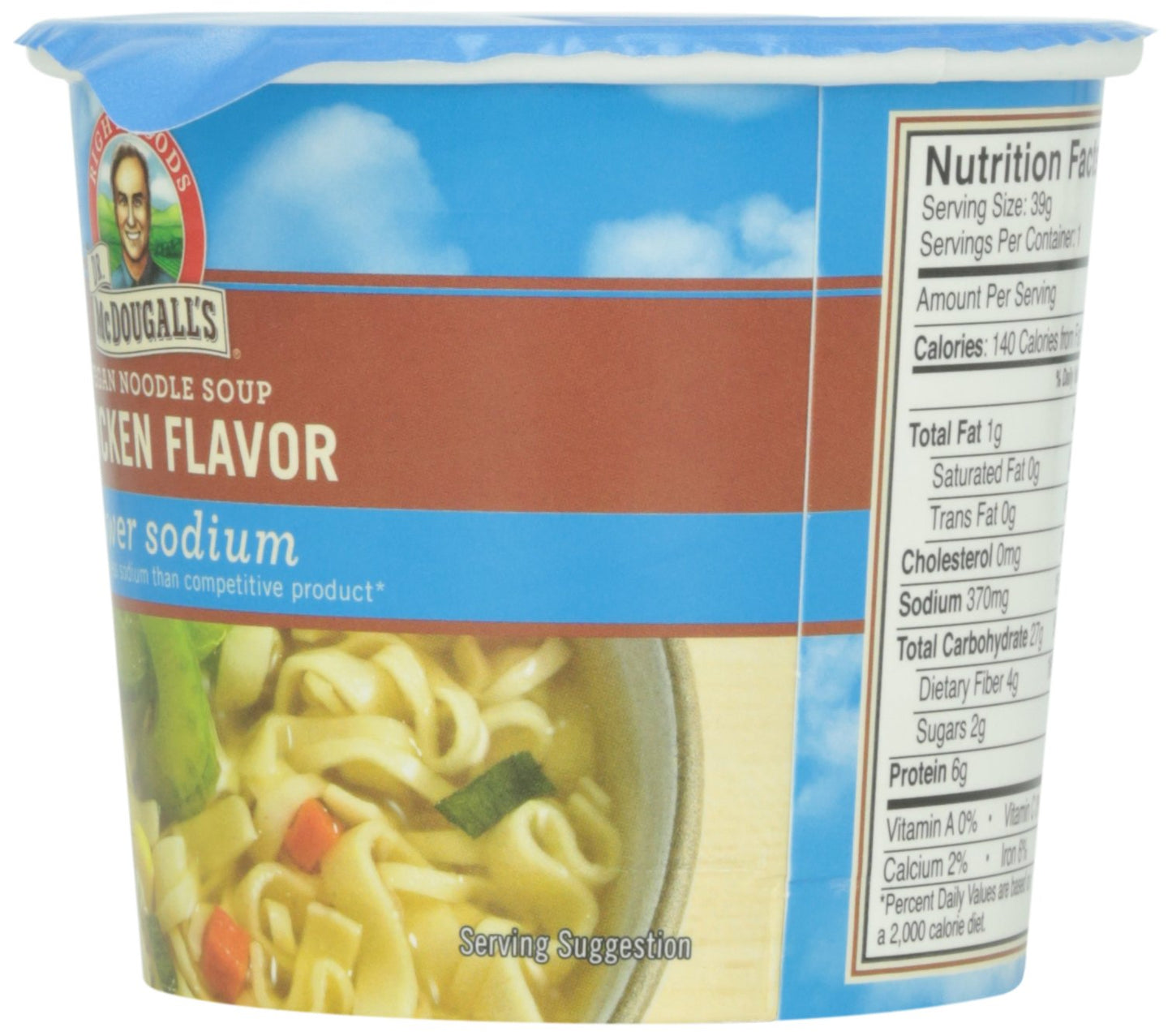 Dr. McDougall's Vegan Chicken Noodle Soup, Lower Sodium, 1.4 oz, Convenient and Healthy Meal Option, Pack of 1