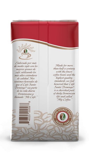 Café Santo Domingo Ground Coffee, Medium Roast, 8 oz Bag, Red & White, Dominican Republic - Pack of 4