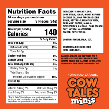Goetzes Candy Caramel Cow Tales - 2.25 Pound Canister (36 Ounces) - Fresh from the Factory