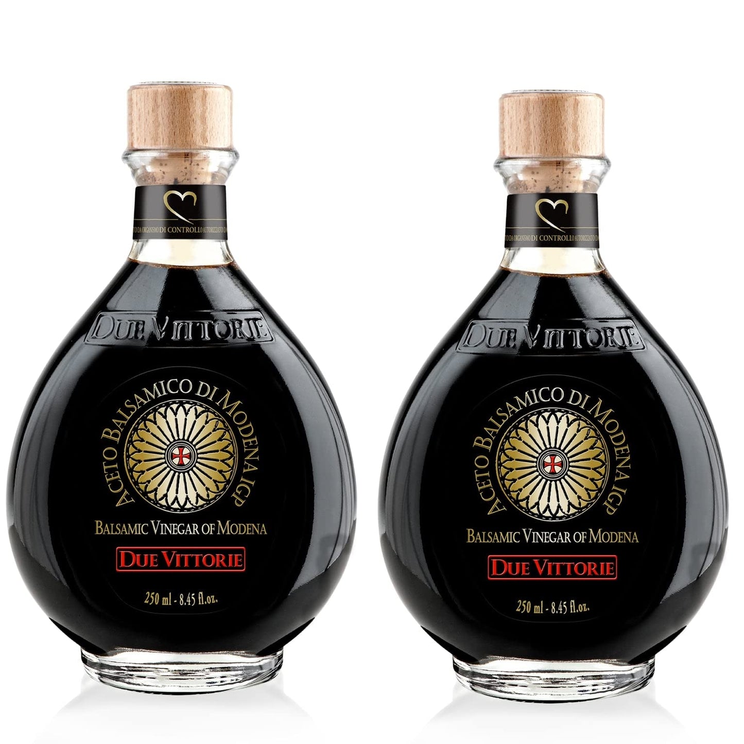 Due Vittorie Balsamic Vinegar of Modena IGP, Barrel Aged, All-Natural, 8.45 Fl Oz (Pack of 2)