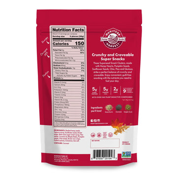 Manitoba Harvest Superseed Snack Clusters, Maple & Brown Sugar, 4.6oz, Vegan, Non-GMO, 5g Plant Protein, 2g Fiber, 5g