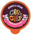 Crazy Cups Flavored Coffee Pods, Berries & Cream, Medium Roast, 88 Count (Pack of 4), Compatible with Keurig K Cup Machines