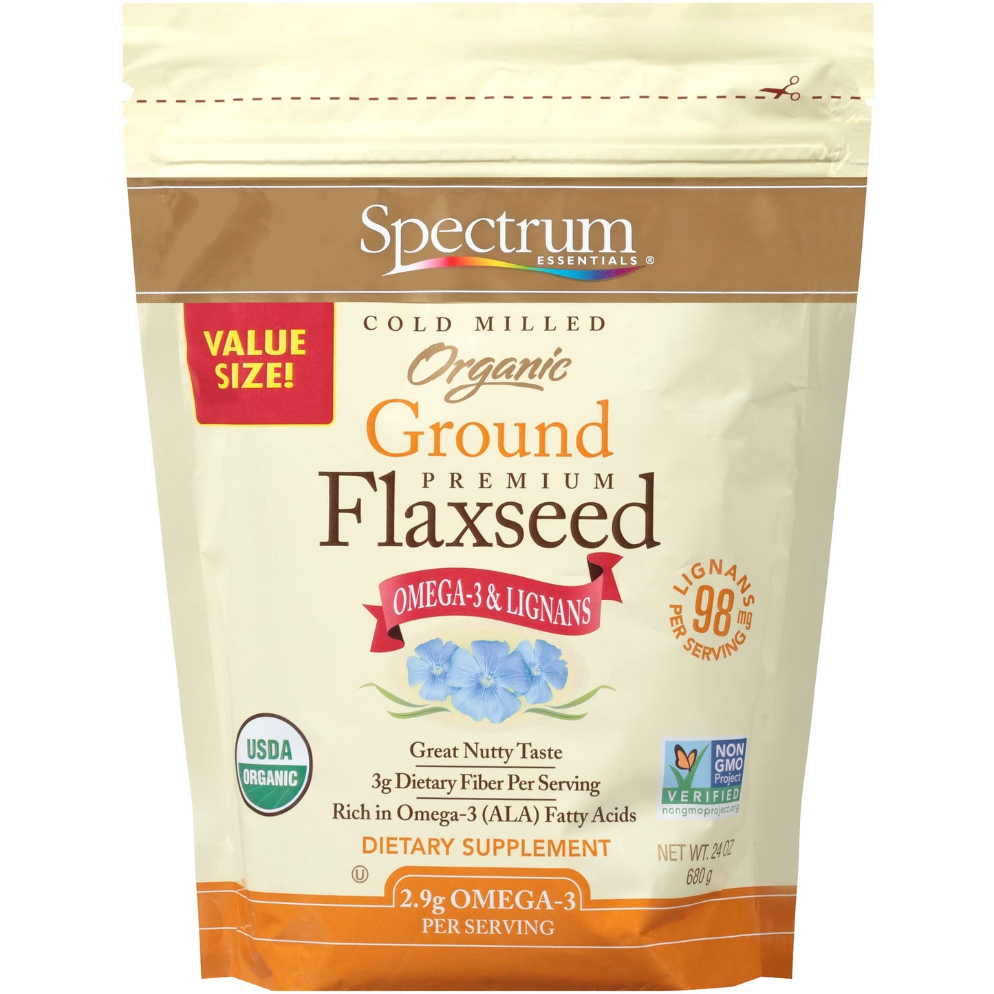 Spectrum Essentials Organic Ground Flaxseed, 24 oz.