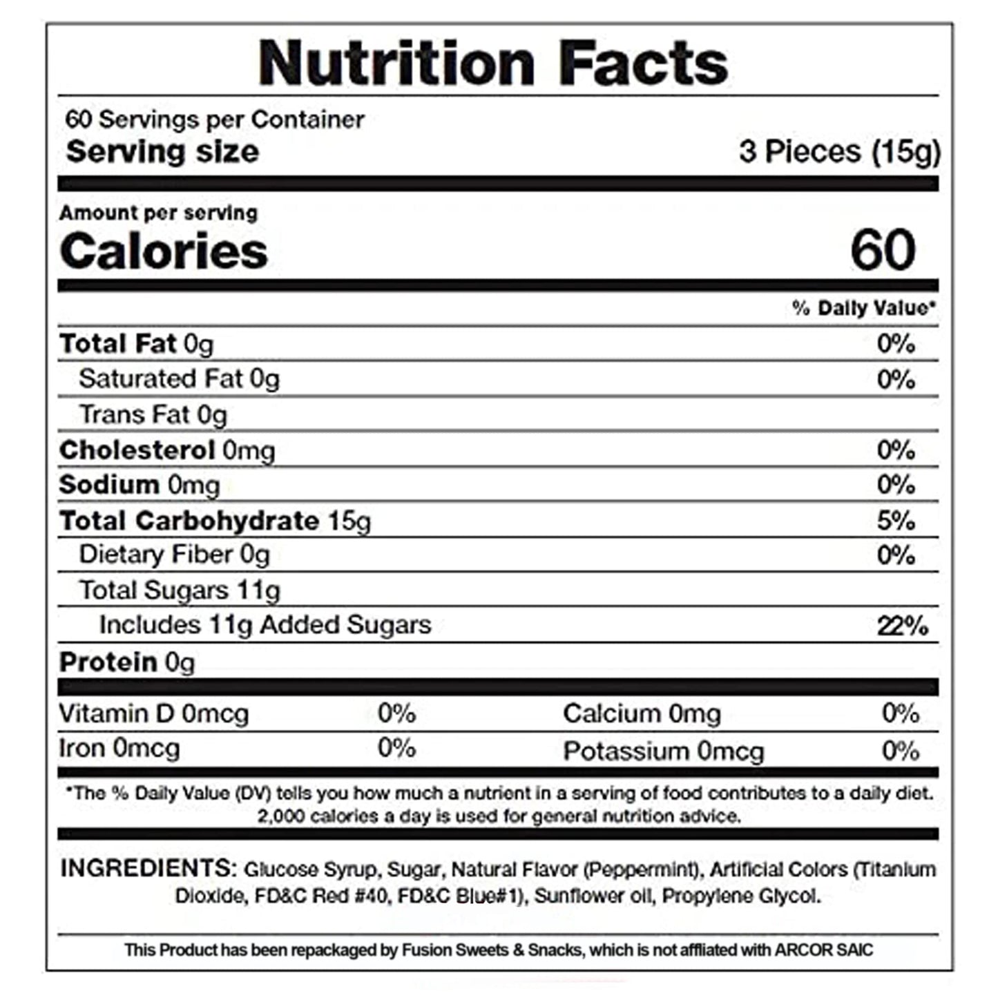 Fusion Sweets Starlight Peppermint Hard Candy - Bulk 1 Pound - Individually Wrapped - White with Red Stripes