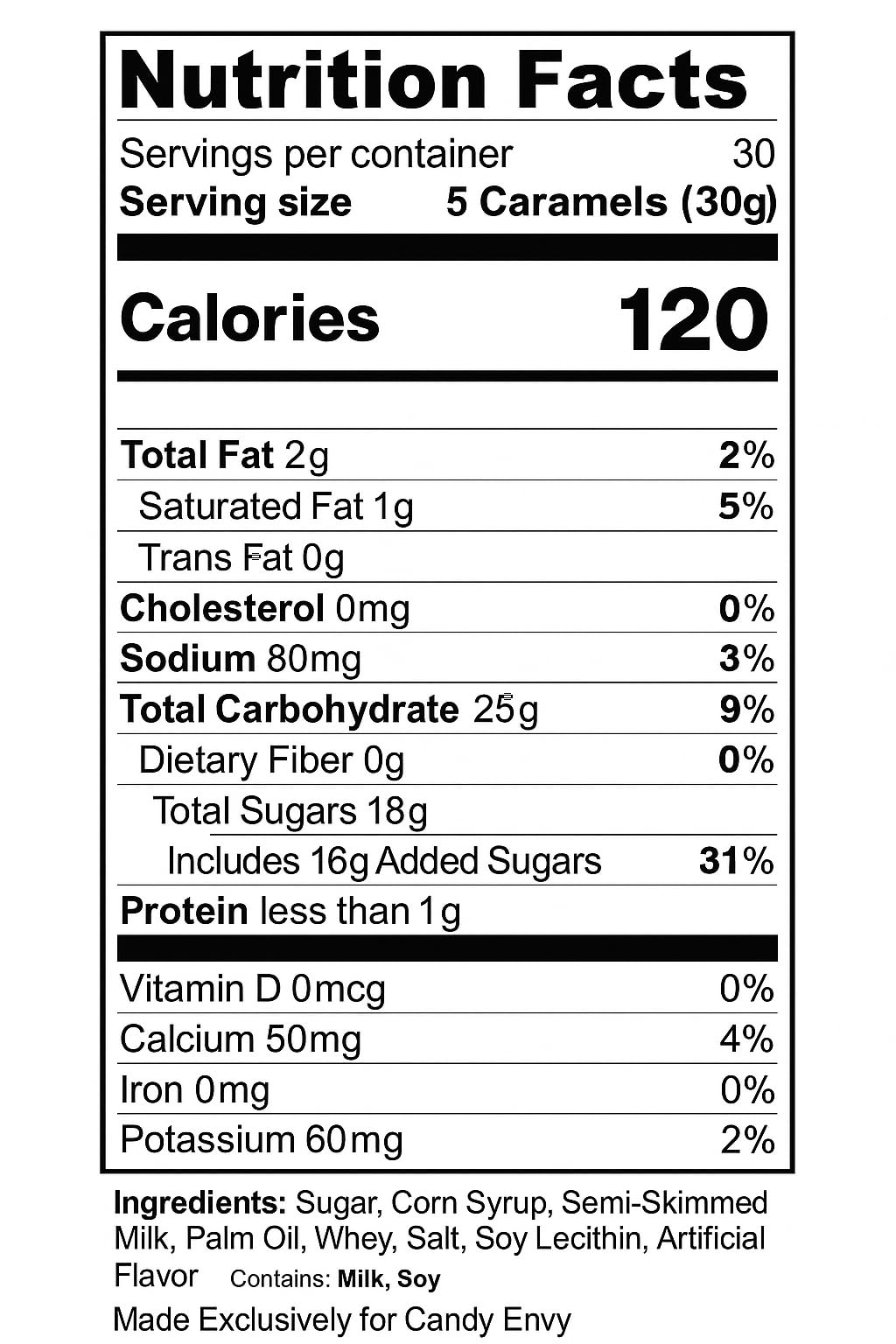 Candy Envy - Individually Wrapped Caramels - Gold Wrapper - 2 Pound Bulk Gold Candy