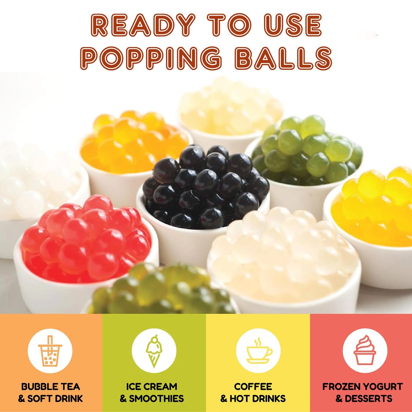 Fanale Popping Boba Pearls For Bubble Tea - 7 Pound (Pack Of 4) | Passion Fruit | Bursting Boba Pearls Bubble | Fruit Juice Flav